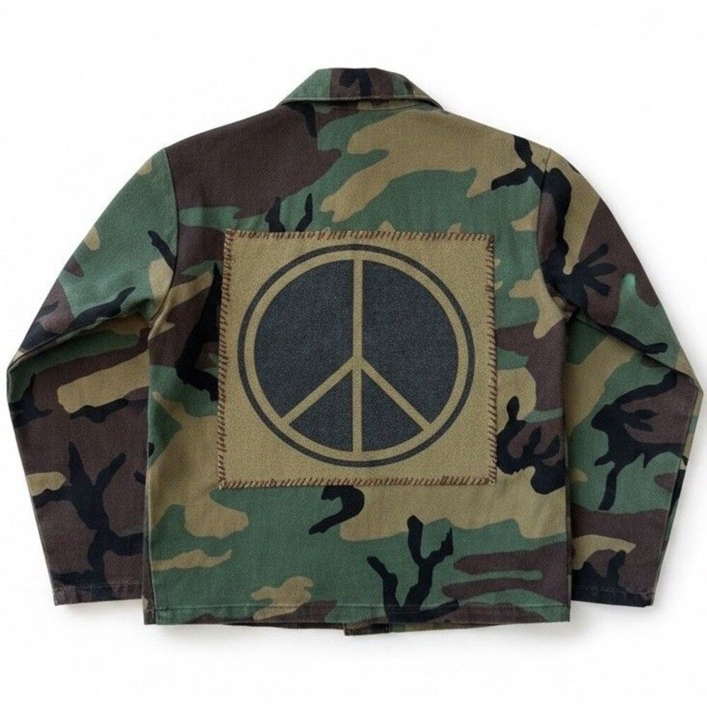 Authentic Vintage Military Woodland Camo Jacket Peace Patch Grunge Cropped XS/S